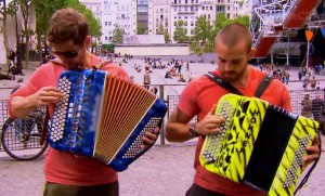 Ryan Steele and Rob Goddard play the accordian on Amazing Race Canada Season 2