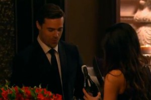 Tim Wormels is wondering what else Kelsey  is going to do with that knife on The Bachelor Canada 2 episode 1