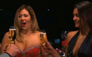 April Brockman and Trish Vergo learn they are on the way to Tahiti with Tim Warmels on The Bachelor Canada episode 7