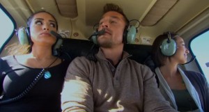 Chris Soules endures the worst helipcopter ride ever with Kelsey Poe and Ashely Iaconette