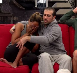 Bruno Ielo comforts Brittnee Blair as she is put on slop for the 5th time on BBCAN3 episode 21