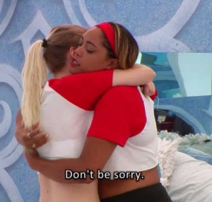 Brittnee Blair congratulates Sarah Hanlon on her Veto win BBCAN3 episode 22