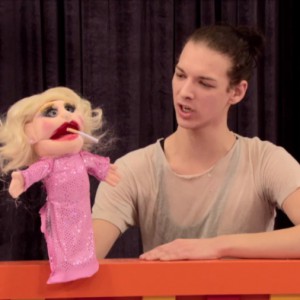 Violet Chachki creates a drag puppet making fun of Katya on RuPaul's Drag Race season 7.