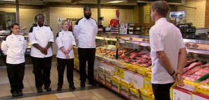 The final 4 chefs have to shop for vegetarian ingredients for their challenge on Hell's Kitchen season 14