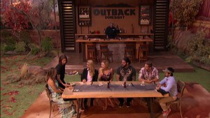 Vanessa, Liz, James, Becky, Clay and Austin enjoy a meal catered by Outback Steakhouse #BB17