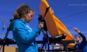 Sabrina Mercuri and NicLaMonaca have a hard time loading their truck on Amazing Race Canada 3