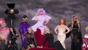 Kim Chi poses in the photo shoot with the #DragRace winners